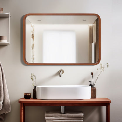 Sarwat Rectangle Wood Wall Mirror