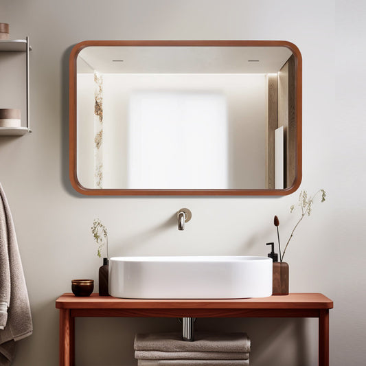 Sarwat Rectangle Wood Wall Mirror