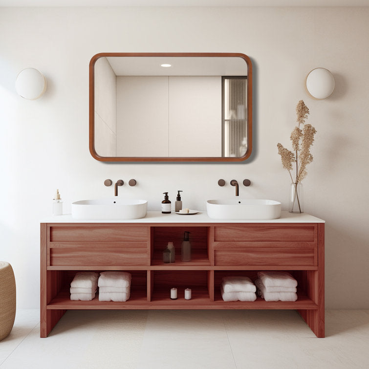 Sarwat Rectangle Wood Wall Mirror