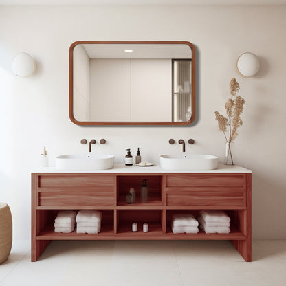 Sarwat Rectangle Wood Wall Mirror